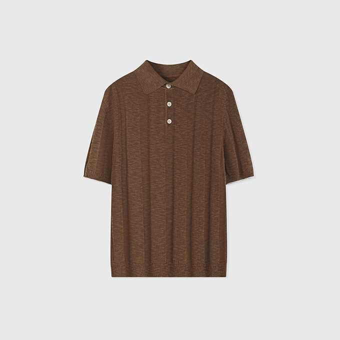 brunello cucinelli rib jacquard knit polo shirt